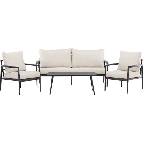 Taromina Loungeset 1 Sofa, 2 Stühle, 1 Couchtisch schwarz.