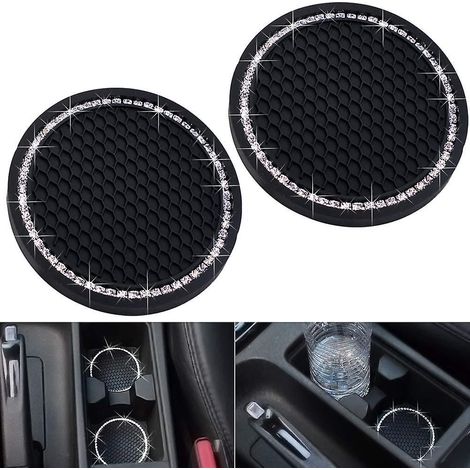 GM Untersetzer, Auto-Innenausstattung - 7 cm (2,75 Zoll) rutschfestes Silikon mit Kristallstrasssteinen (1/4)