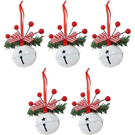 Lot de 5 décorations de Noël en forme de cloches, à suspendre au sapin. Adorables décorations de Noël. (1/5)
