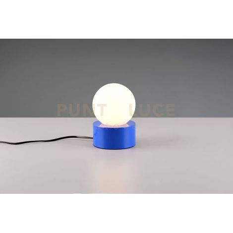 COUNTESS LAMPADA DA TAVOLO BASE IN METALLO BLU CON VETRO BIANCO ACCENSIONE TOUCH H. 17CM 1 LUCE ATTACCO E14