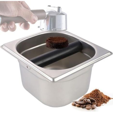 Boîte à coffre à café, boîte coups expresso en acier inoxydable, bac café lavable sans glissement avec bar détachable pour le bureau domicile
