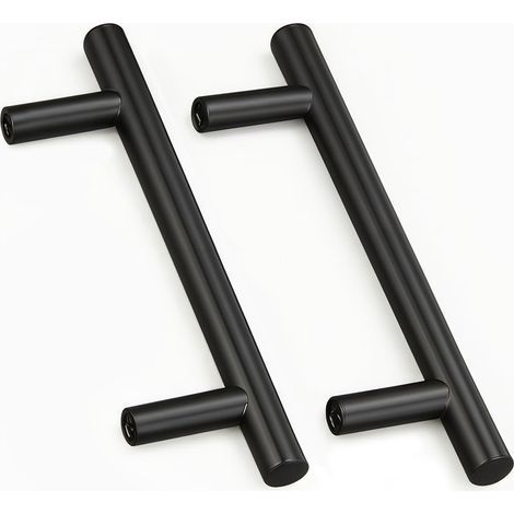 Bouton Porte Meuble - 2 pièces, Bouton Porte Meuble Inox Noir Entraxe 128mm + Vis - Pour Cuisine (1/5)