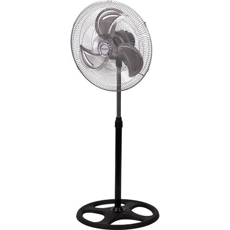 Ventilateur sur pied, 3 pales, Ø 45 cm, hauteur réglable jusqu'à 130 cm, oscillation latérale, 3 vitesses, 90 W, noir et argent (1/5)