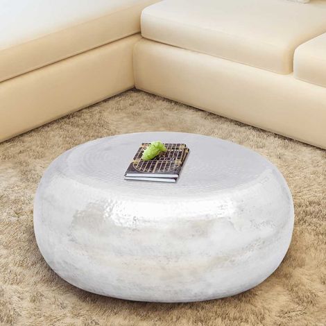 vidaXL Table basse martelée en aluminium Argenté (1/4)