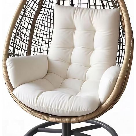 Coussin pour fauteuil suspendu - Coussin de jardin - 120 x 60 cm - Coussin d'assise pour balancelle suspendue - Pour extérieur - Lavable - épais - Blanc (1/5)