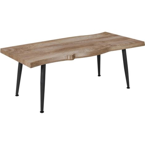 Paris Prix – Table basse fixe 100cm – Métal noir et naturel – Design original avec 4 pieds – Facile d'entretien et d'utilisation