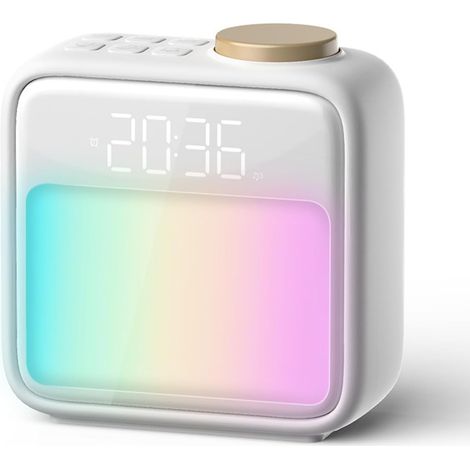 Réveil Lumière Aube, 10 Couleurs, Veilleuse, Alarme, Enfant, Adulte, Chambre, Réveil Doux, Naturel, LED (1/5)