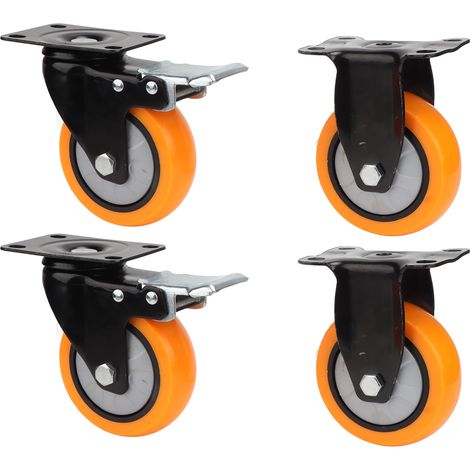 4 Roulettes PVC Roue Billes Double Silencieuse 10cm Lourde Charge Chariot Restaurant (1/5)