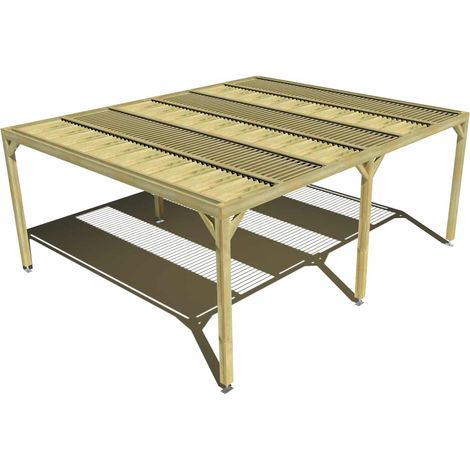 Pergola bois • 6m x 5m • indépendante • sens profondeur • lames orientables bioclimatiques incluses • livraison comprise (1/3)