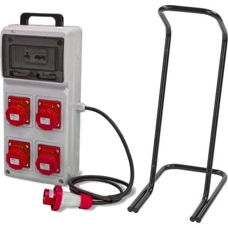 Quadro ASC portatile, 9KW 400V, IP65, 4 prese 3P+T 16A , spina 3P+T 16A, con magnetotermico differenziale e cavalletto - Rosi 2244C (1/3)