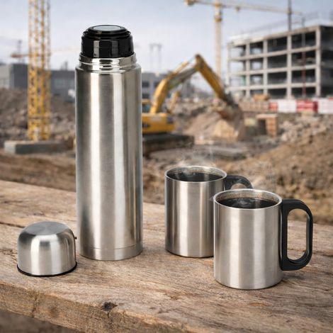 Edelstahl Thermoskanne + 2 Thermobecher-C80700910