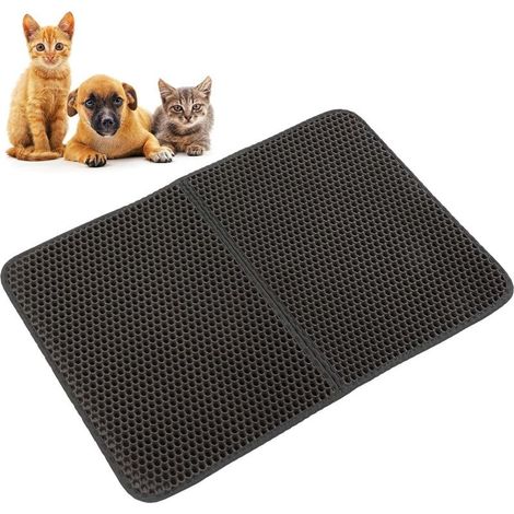 Mat of litter for cat double layer EVA,TTampon of cleaning washable for tray to litter for cat - 55x75cm Black (version Model foldable - RWTapis of litter for cat (1/5)