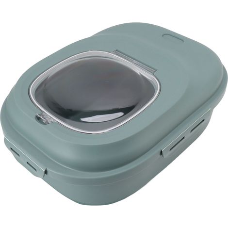 Boîte de conservation pour riz, grand récipient pliable avec verre doseur et roue verte. (1/5)