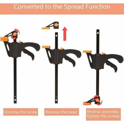 Déstockage Lot de 6 Serre-joints en Forme de F, Serre Joint avec Serrage Rapide et Facile, Outils à Main pour Menuiserie, Porte en Bois(4pouces) TRIMEC