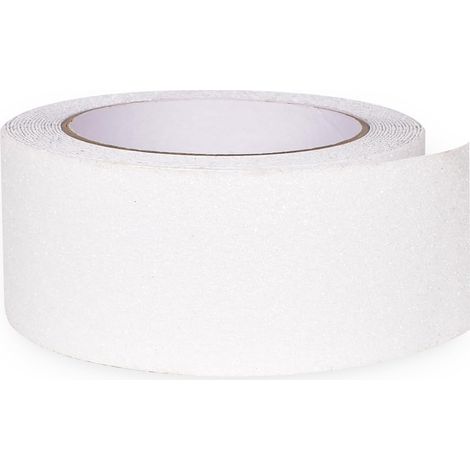 Ruban Autocollant Anti-Dérapante, 5cm x 5m, Ruban Antidérapant, pour Intérieur et Extérieur, Ruban Adhésif Antidérapant pour Escaliers, Marches, Revêtements de Sol, Bande Sécurité (Blanc) (1/5)