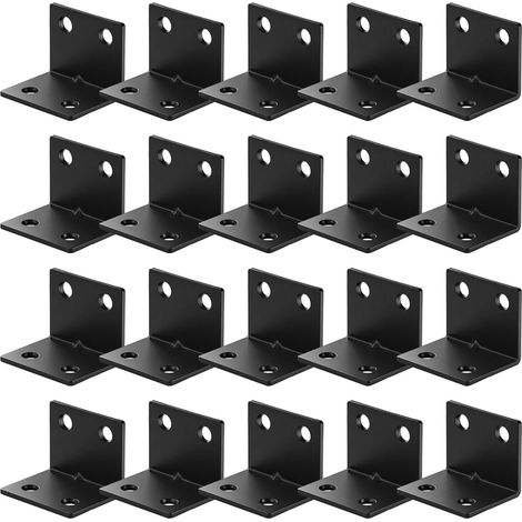 Lot de 20 équerres d'angle en métal renforcé avec vis pour étagères, cadre de table, stabilisation de meubles (1/4)