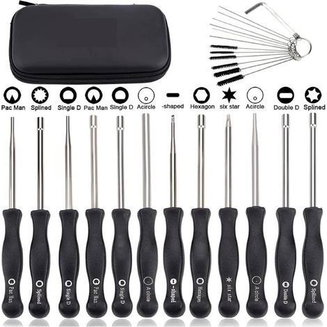 Jeu de 12 outils de réglage de carburateur Tournevis de réglage de tronçonneuse Tournevis de réglage de carburateur Tronçonneuse 2 temps Pacman/Single D pour Poulan Husq STHIL Echo Brush Knife (1/4)