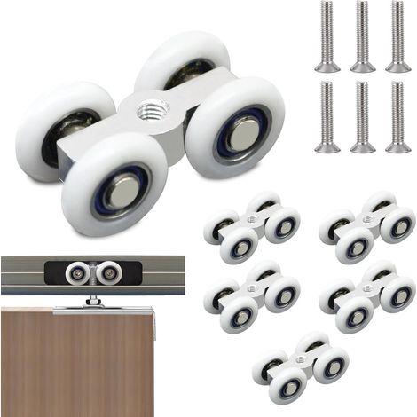 Kindfiber OÜ-Lot de 6 Roulette Porte Coulissante Résistante avec Vis - Idéale pour Roulette Porte Coulissante Douche, Salle à Manger et Salle de Bain Robuste (1/5)