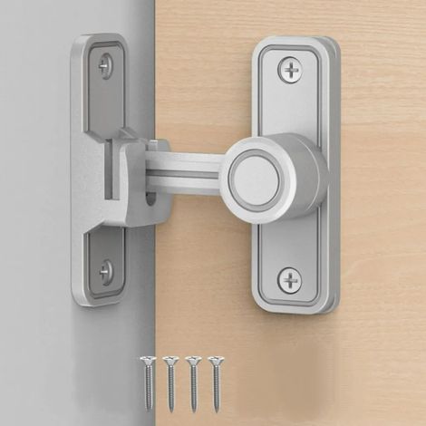 Ferramenta per serrature di porte scorrevoli serratura a 90 gradi per porte da fienile chiavistelli a ribalta (argento) per fienili, giardini, bagni e finestre. (1/4)