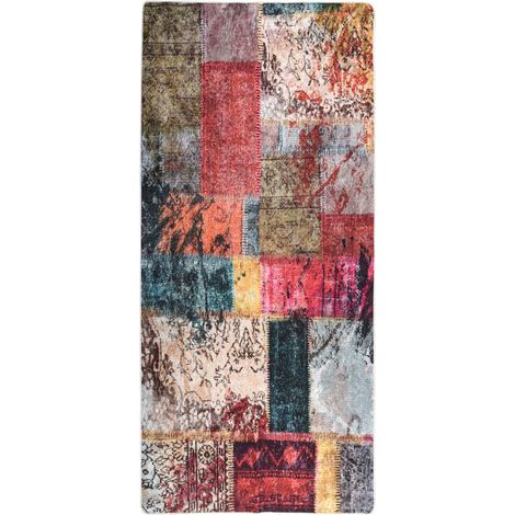 Tapis lavable antidérapant, Tapis de salon, Tapis Intérieur & Extérieur Patchwork 80x300 cm Multicolore MKS73385 (1/5)