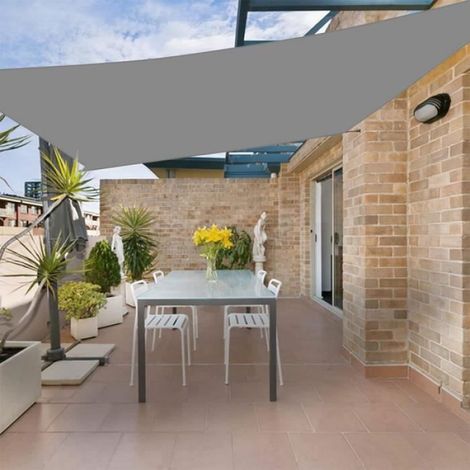 1 Voile D'ombrage 2x3m Gris, Tissu Imperméable, Anneaux Inox, Pour Jardin Terrasse Piscine (1/3)