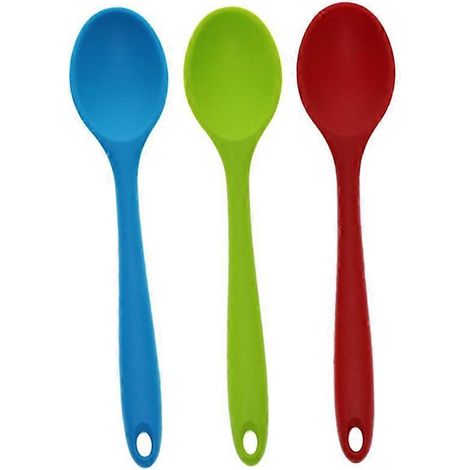 Cuillères à soupe en silicone pour la cuisine, long manche, lot de 3 (8 pouces). (1/4)