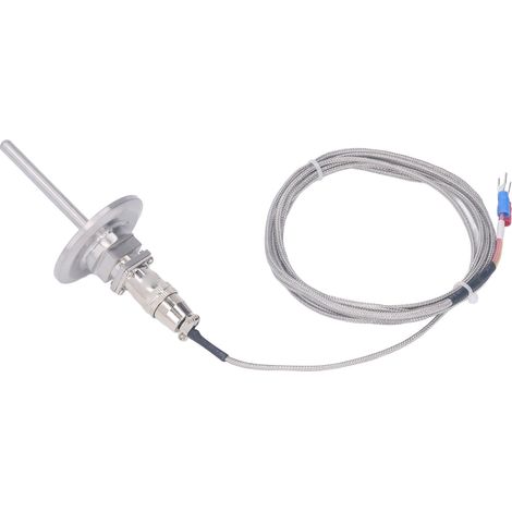 Thermocouple type K, sonde de température 6mm avec connecteur rapide aviation, câble de mesure 2 mètres, capteur thermique industriel à fiche étanche. (1/5)