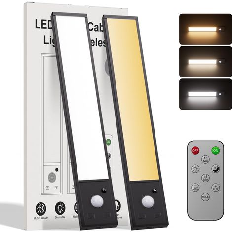 Lampe Led Detecteur de Mouvement,2 Pack Rechargeable USB 20cm 40 LEDs Dimmable Barre LED de Cuisine,Lampe Sous Meuble Sans Fil Télécommandé pour Intérieur et Bar (1/5)
