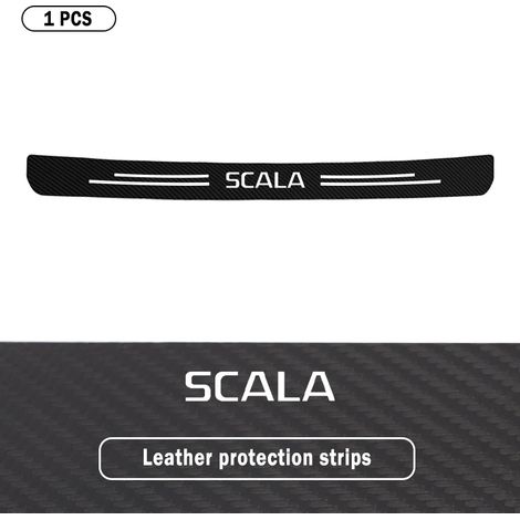 (1 pièce pour Scala) Autocollants de protection de seuil de porte de coffre arrière en fibre de carbone pour Skoda VRS,Fabia,Kamiq,Karoq,Kodiaq,Rapid,Octavia,Scala,Superb (1/3)