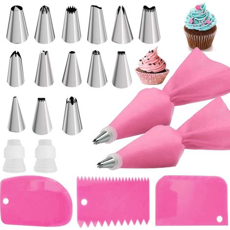 Poches à douille et douilles réutilisables pour gâteaux, douilles à fleurs (1/5)