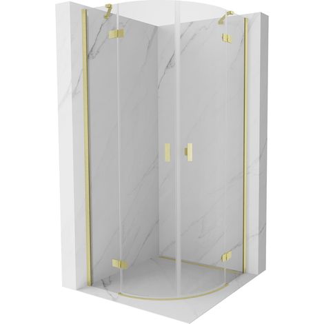 Mexen Mist cabine de douche semi-circulaire pivotante 90 x 90 cm, transparent, or brossé - 8A33-090-090-55-00 (1/5)