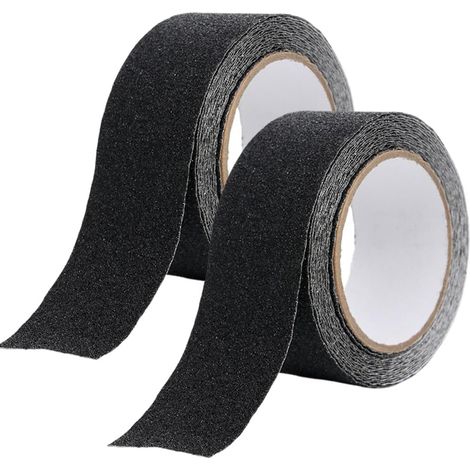 Lot de 2 Ruban Autocollant Anti-dérapante,5M x 2CM,Bandes Antidérapantes avec Ruban Adhésif Antidérapant pour Escaliers, Marches,Revêtements de Sol,Ruban antidérapant Solide,Autocollant(Noir) (1/5)