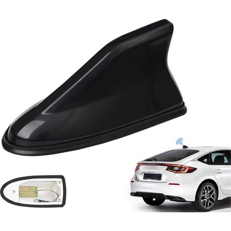 Antenne de voiture type aileron de requin avec amplificateur intégré — active, universelle, améliore la réception, noire