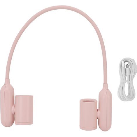 Tragbarer Nackenventilator mit 3 Geschwindigkeitsstufen, batteriebetrieben, USB-aufladbar, leistungsstark, leise und leicht, ideal für Zuhause, Büro und Reisen (rosa). (1/5)