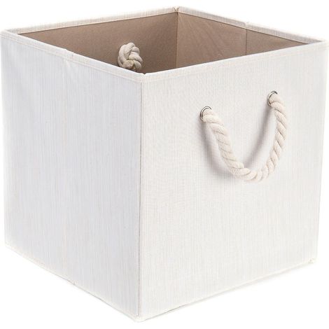 beige Bote De Rangement Pliable En Tissu De Coton En Bambou Avec Poignes, Panier De Rangement, Caisse De Rangement Pour Cuisine, Chambre Denfant, (1/5)