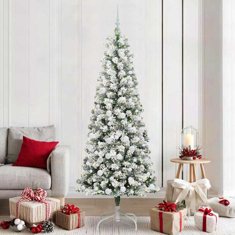 Künstlicher klappbarer Weihnachtsbaum Grün und Weiß 210 cm