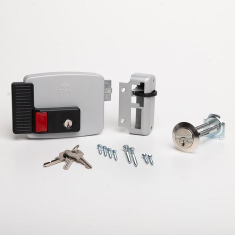 Serrure électrique à appliquer 111670501N7 - Serrure électrique avec bouton intérieur - Verrou et loquet - Serrure portail extérieur entrée 50 réglable (1/3)