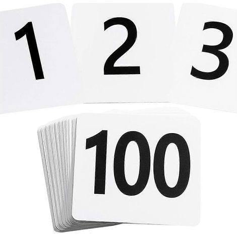 100 numéros de table de 1 à 100, cartes de numérotation recto-verso
