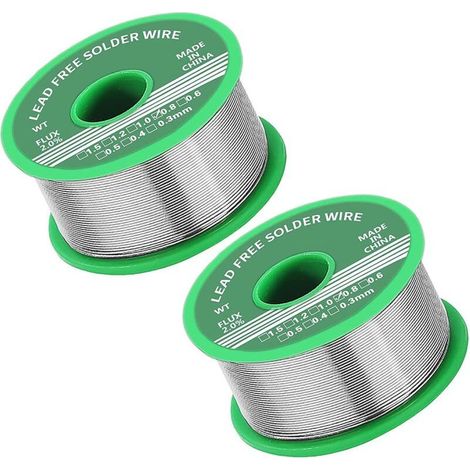 Lot de 2 bobines fil à souder 100g 0,8mm sans plomb, flux colophane pour réparation électronique (1/5)