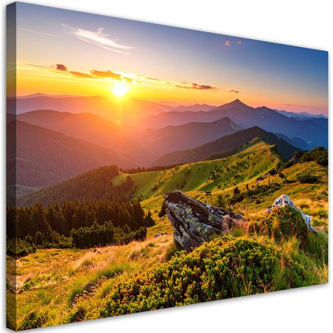 Leinwandbild Berge Landschaft Sonnenuntergang Natur 100x70 (1/5)