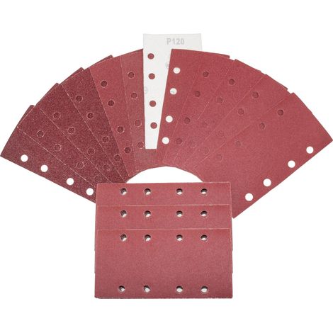 60 Pièces Feuilles Abrasives pour Ponceuse Vibrante 93x185mm 8 Trous Grain 40 60 80 120 180 240 Papier de Verre pour Ponçage Peinture Bois Métal (1/5)