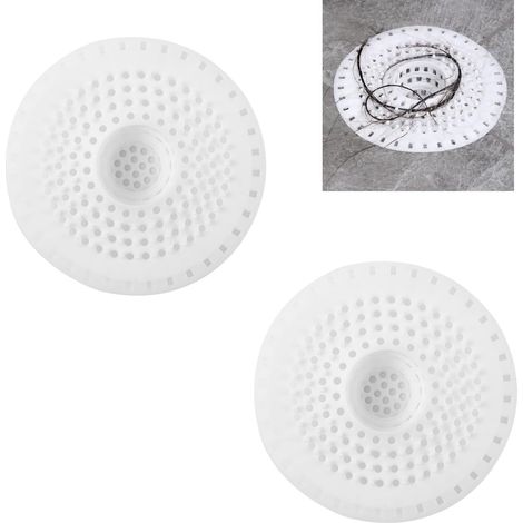 2 Pièces Protection de Drain de Silicone, Filtre Evier Anti-colmatage, Attrape Cheveux, Filtre Cheveux Baignoire Installation Facile pour Douche, Baignoire et Cuisine (Blanc)