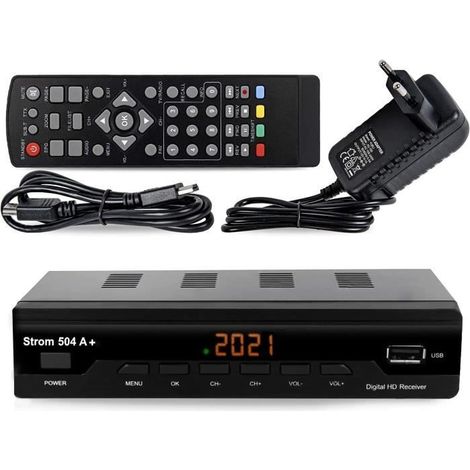 504 A+ Décodeur TNT Full HD -DVB-T2 - Compatible HEVC264 - (HDMI,Péritel, USB, Digital Plus) Noir A553