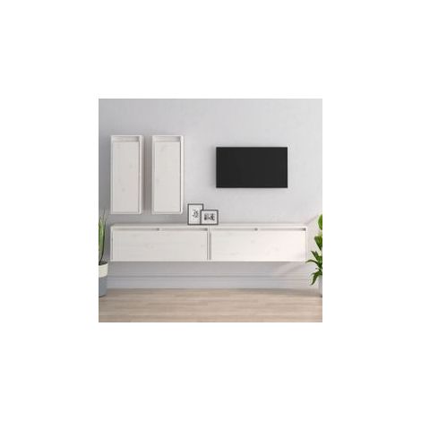Meubles TV 4 pcs Blanc Bois massif de pin (1/5)