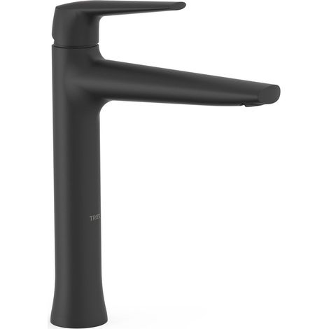 TRES 28120301NM FUJI Grifo Monomando Lavabo Caño Alto Color Negro Mate - ref: 28120301NM