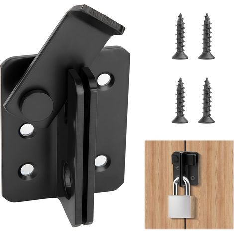 Verrou Porte Loquet de Porte en Acier Inoxydable Serrure de Porte avec Trou de Serrure Vis pour Porte Clôture Fenêtre Noir (61x50mm) (1/5)