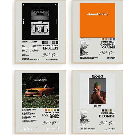 Lot de 4 affiches album Frank Ocean Nostalgia, Ultra Channel Orange Endless Blonde, poster couverture murale décoration cadeau fan (1/5)