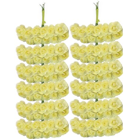 Fleurs Artificielles Décoratives, 144 Roses Prunus en Papier (Blanc Lacté), Fleurs Simulées Miniatures pour DIY Boîte Cadeau, Coiffe Guirlande Décor (1/5)