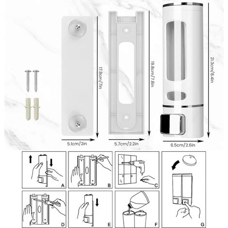 Seifenspender – 400 ml, Wandmontage, nachfüllbar für Duschgel und flüssige Lotion. Behälter und Organizer für Bad und Küche. – AquaForge (1/5)