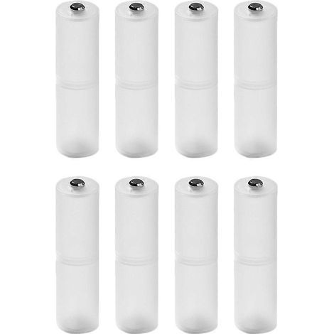 Set mit 8 praktischen Adaptern und Hüllen für AAA- auf AA-Batterien – 5 x 2,5 cm – Weiß (1/4)
